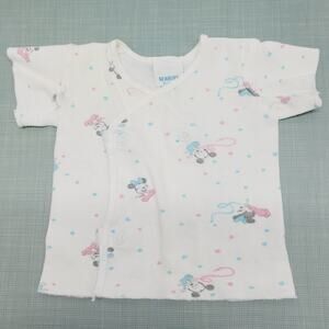 Vtg 80s Dundee Disney Babies Snap Cross Body Crib Shirt NB Mickey Minnie Mouse